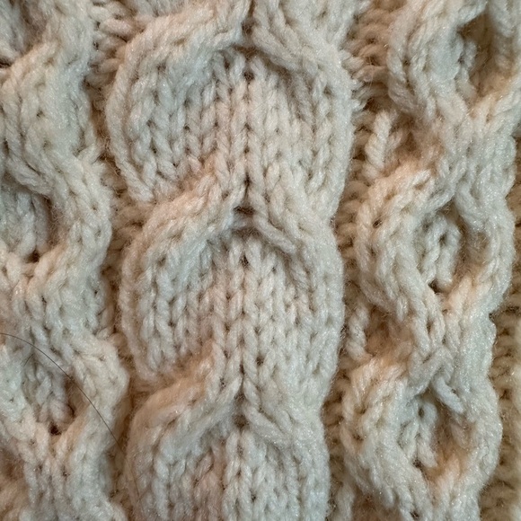 Vintage Homemade Cream Chunky Cable Knit Wool Sweater Adult M(?) Fisherman - Picture 4 of 7